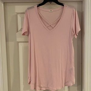 Pink garage cross front t-shirt